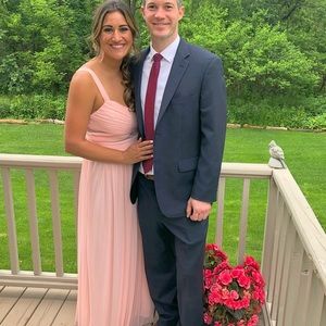 Bridesmaids long light pink dress